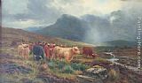 Louis Bosworth Hurt Highland Cattle Showers that Veil the Distant Hills painting